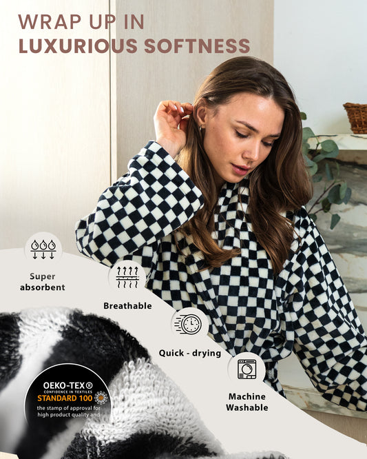 Fleece Bathrobe - Vintage Checkered