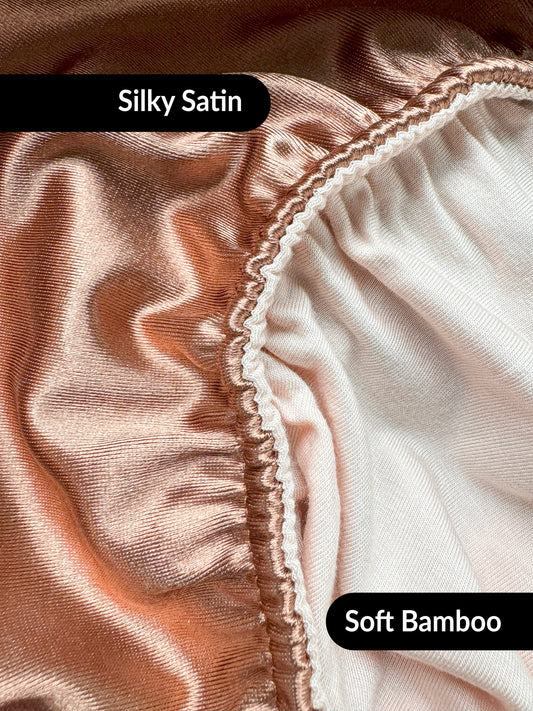 Reversible Satin & Bamboo Hair Wrap - Pink Quartz