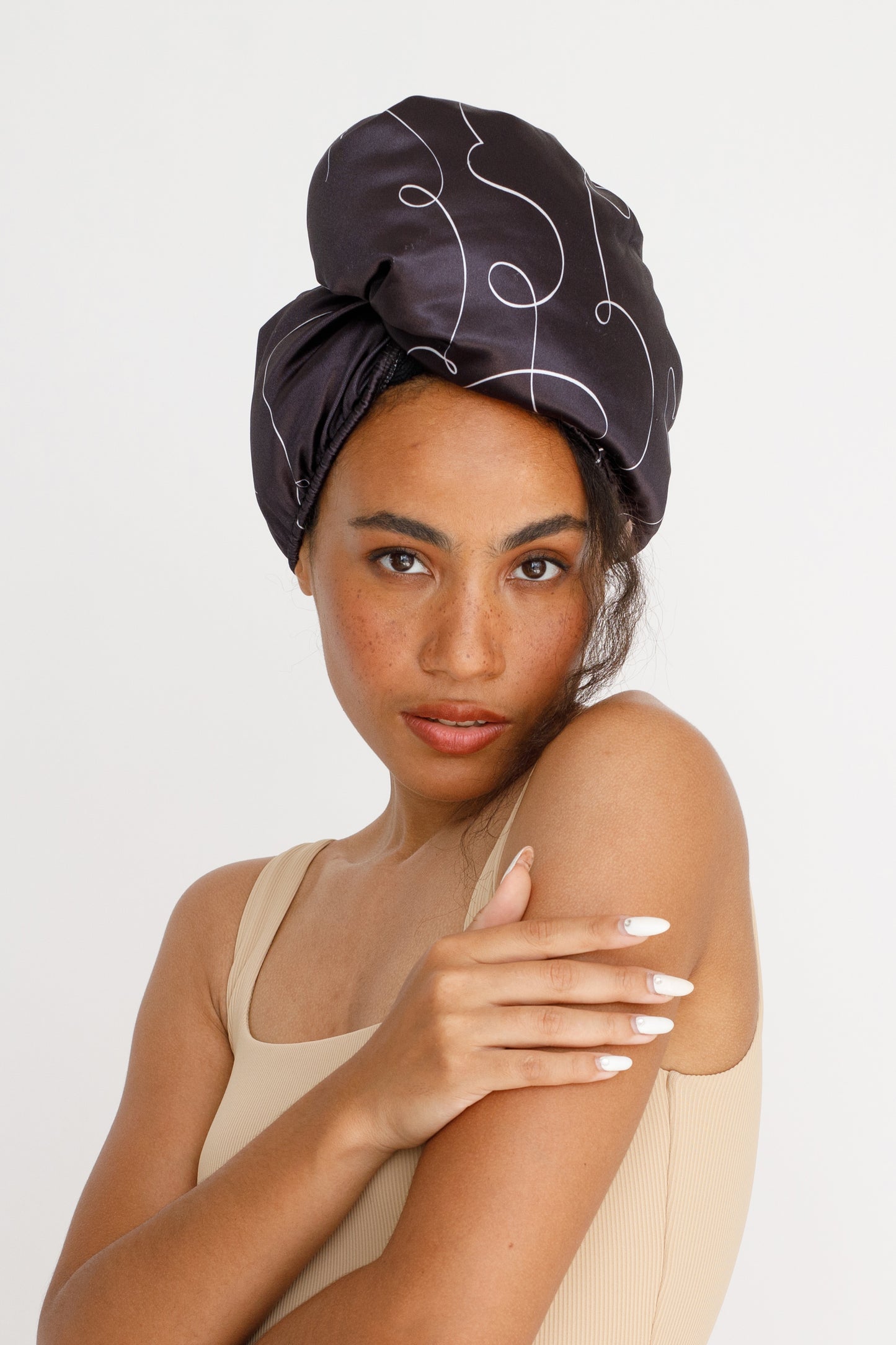 Double-Layer Microfiber Hair Wrap - Black