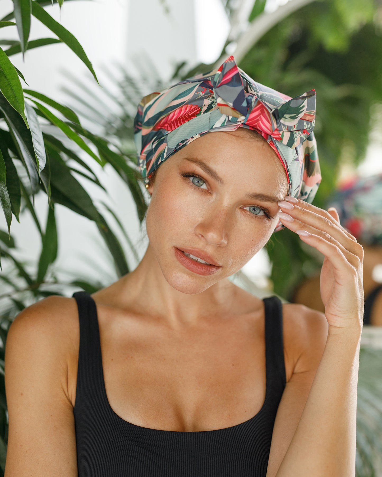 Soft Polyester Shower Cap - Tropical Style