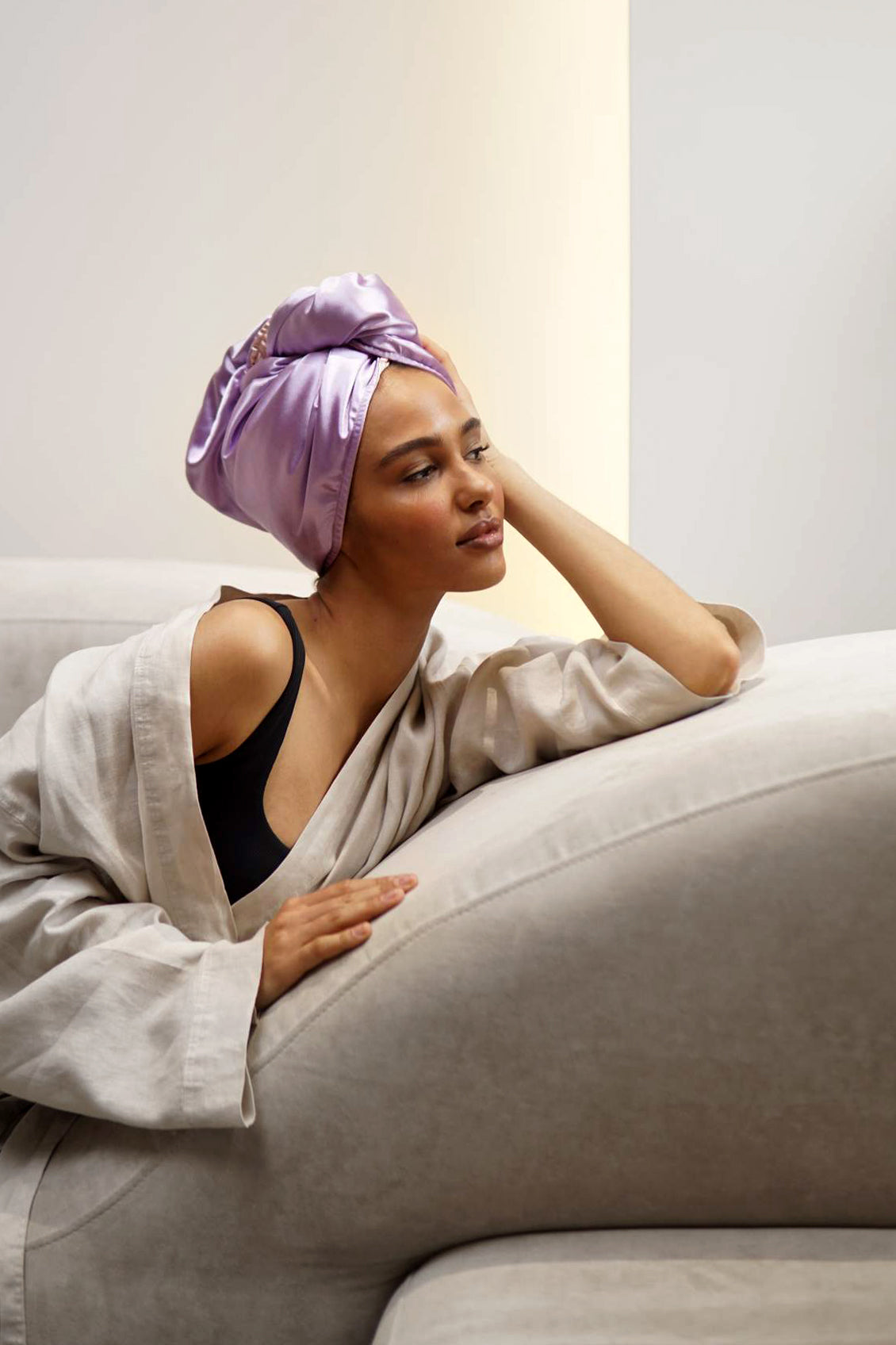 Double-Layer Microfiber Hair Wraps - Lilac
