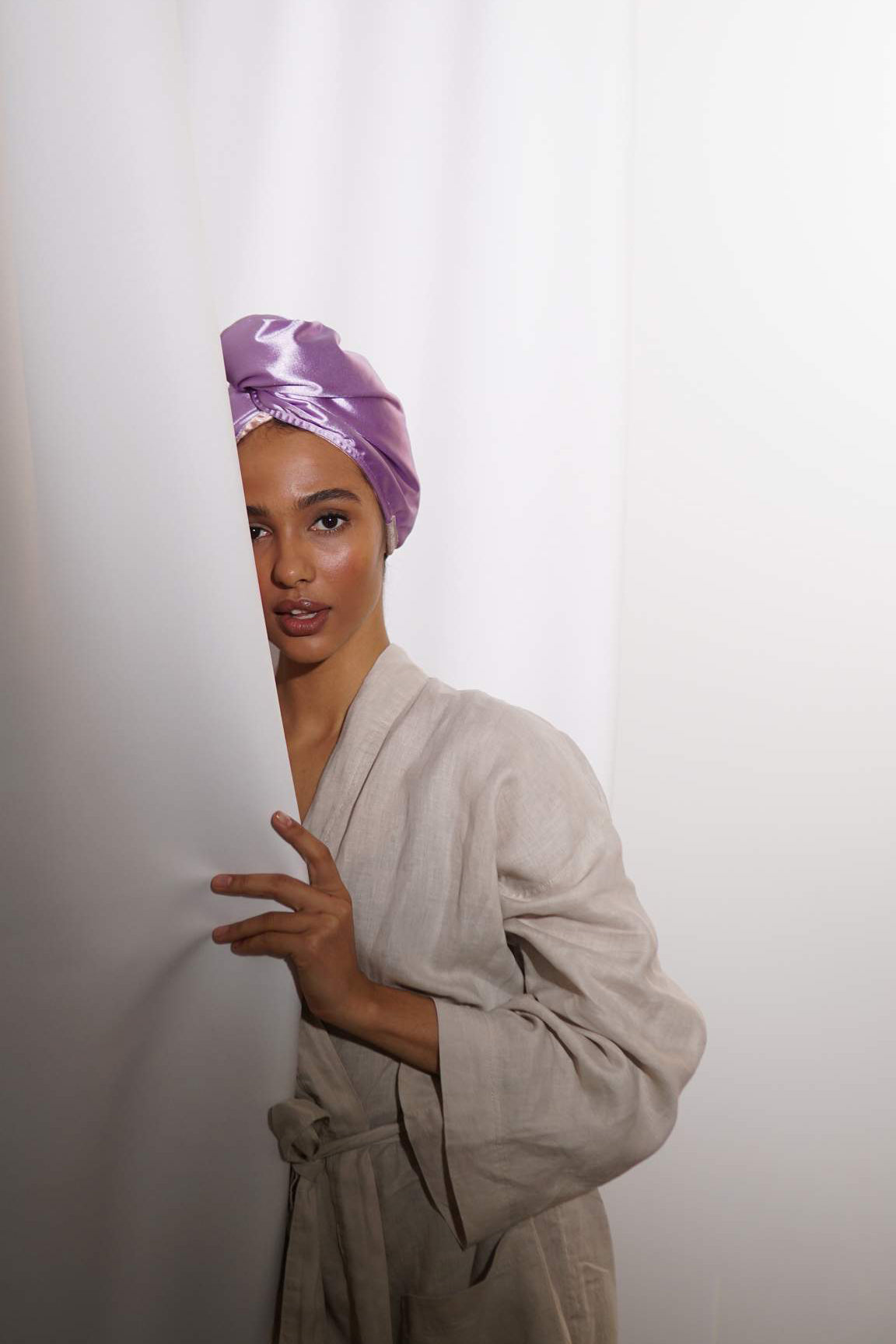 Double-Layer Microfiber Hair Wraps - Lilac