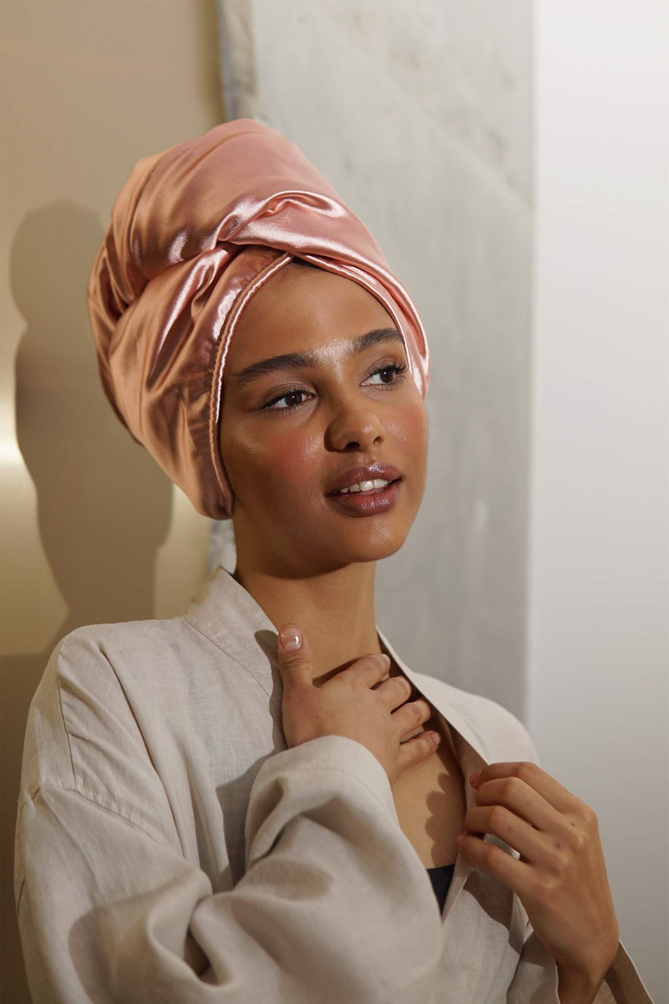 Double-Layer Microfiber Hair Wrap - Pink