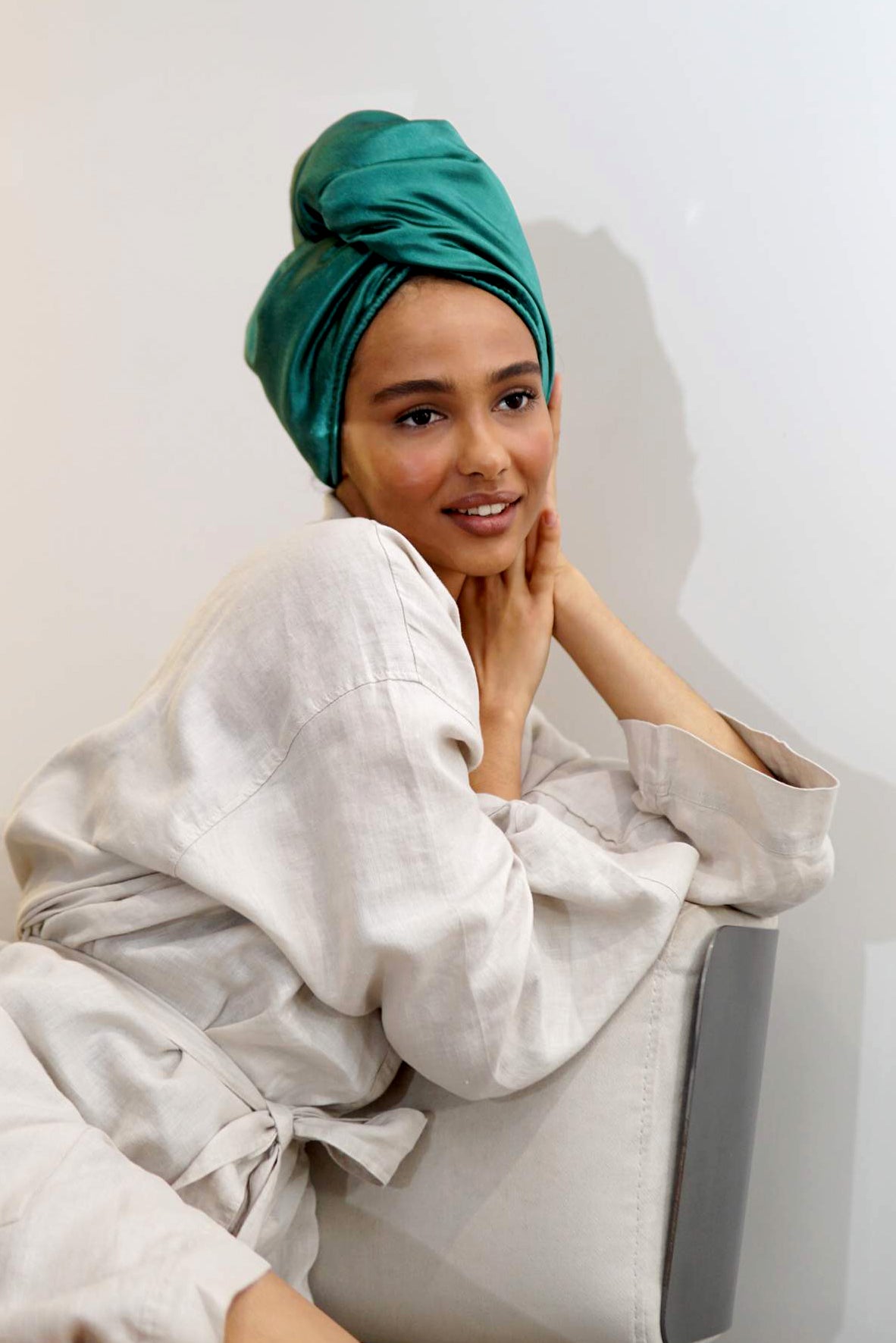 Double-Layer Microfiber Hair Wraps - Emerald