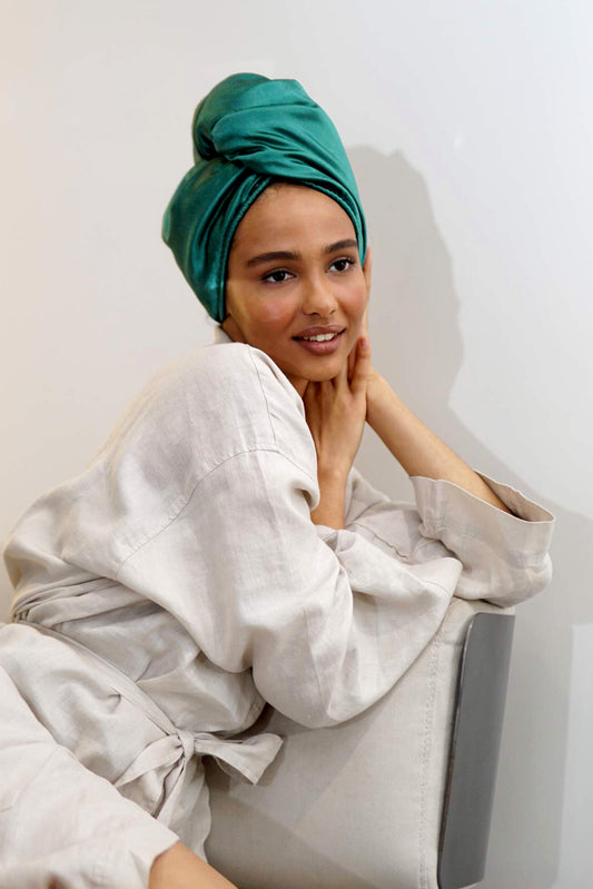 Double-Layer Microfiber Hair Wrap - Emerald