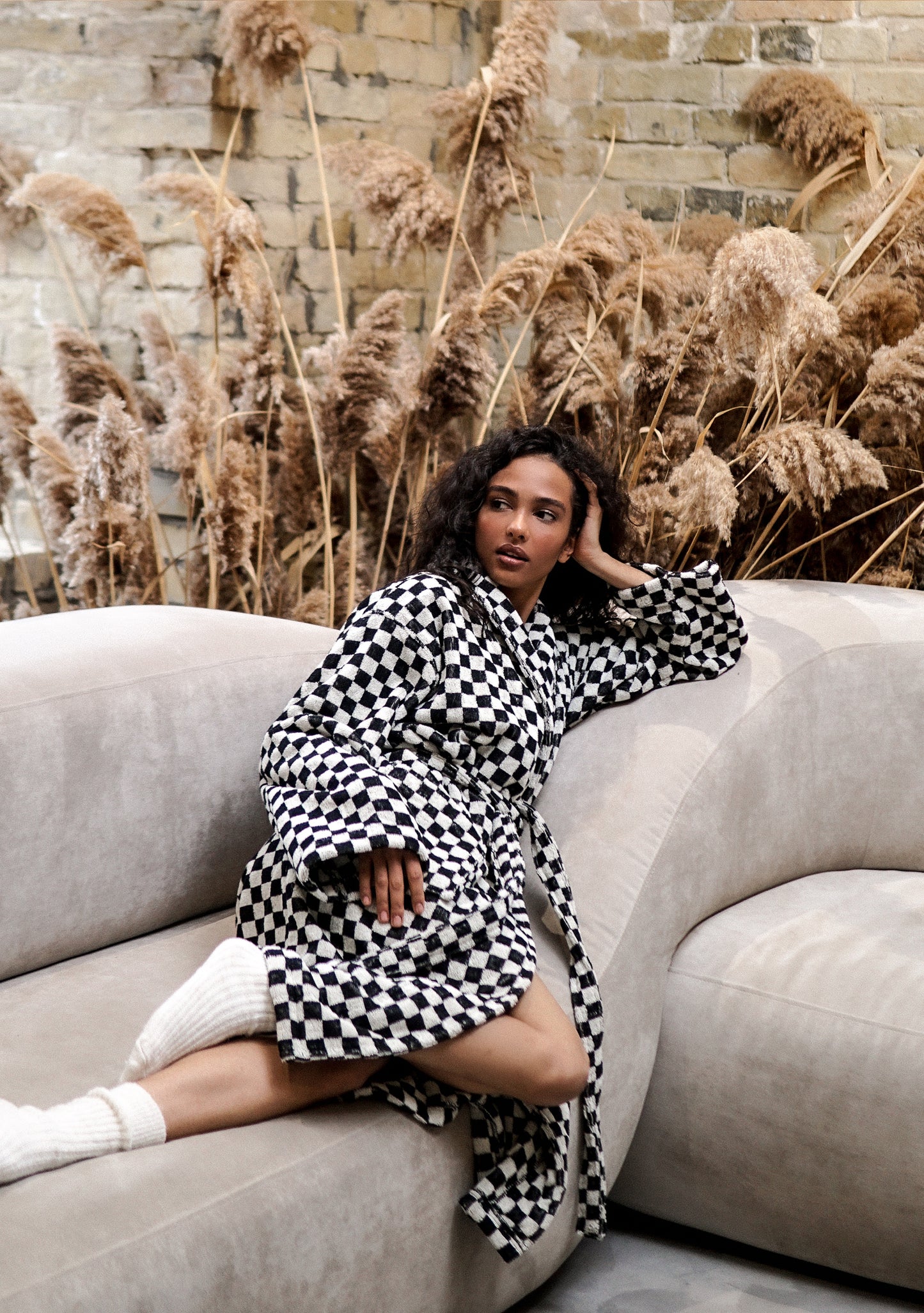 Cotton Bathrobe - Vintage Checkered