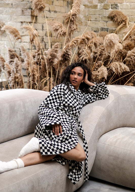 Cotton Bathrobe - Vintage Checkered