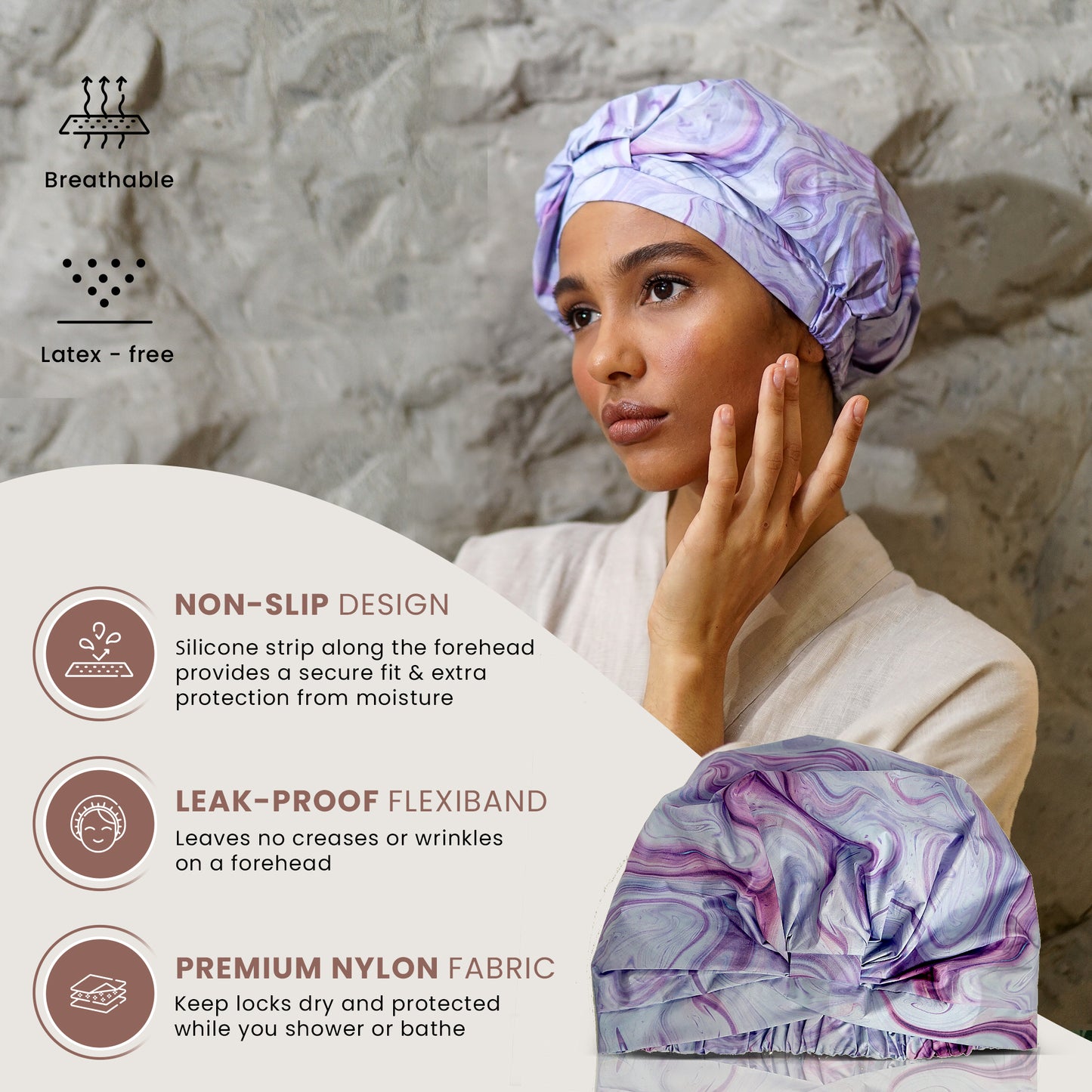 Shower Cap for Women (Marble)