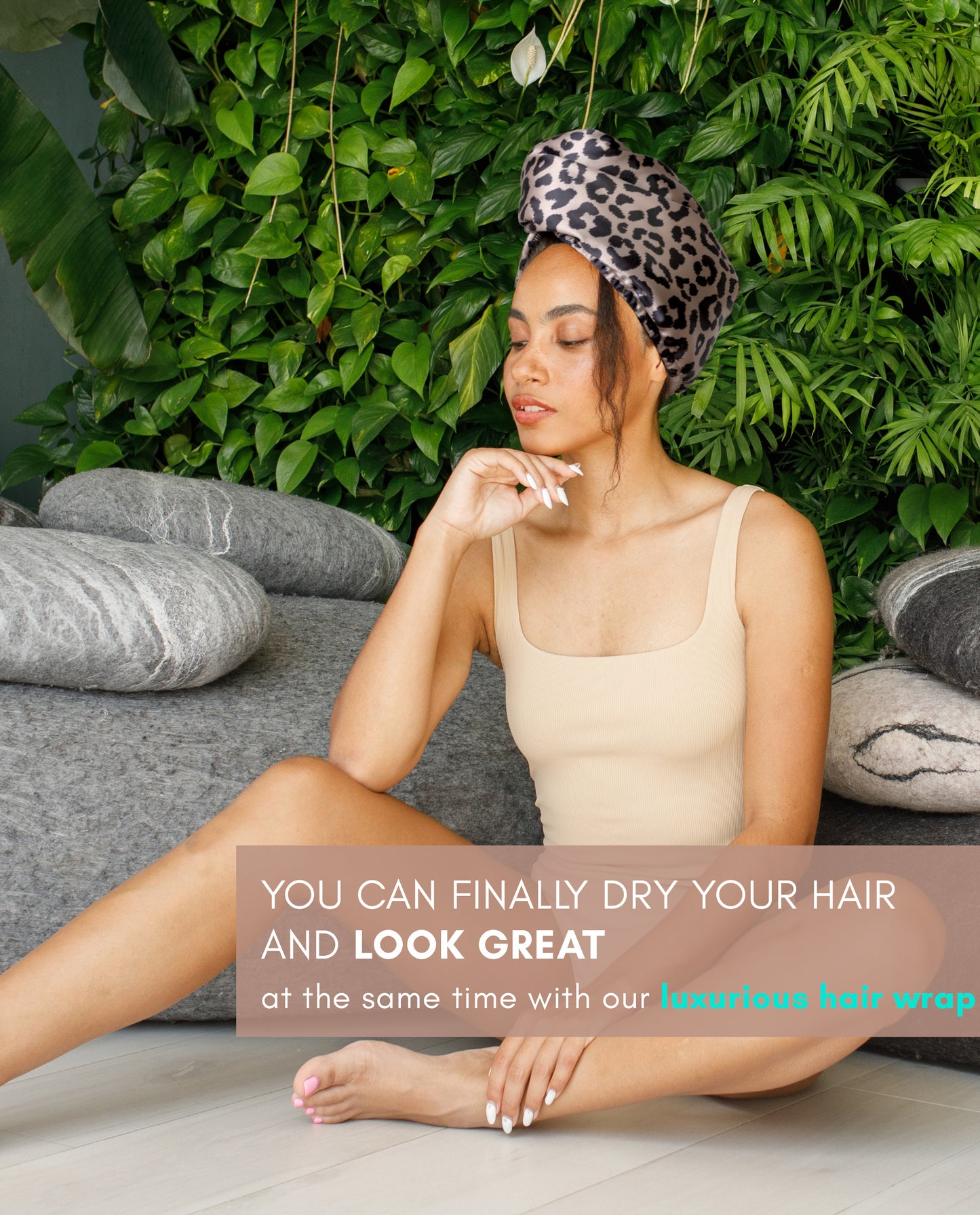Double Layer Microfiber Hair Wraps Leopard