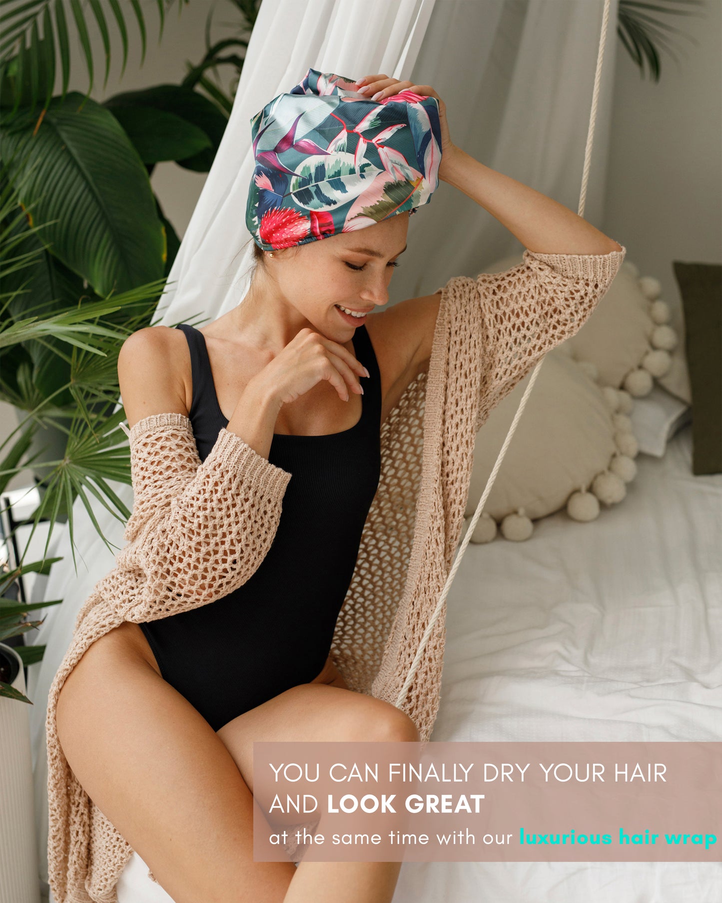 Double Layer Microfiber Hair Wraps Tropical
