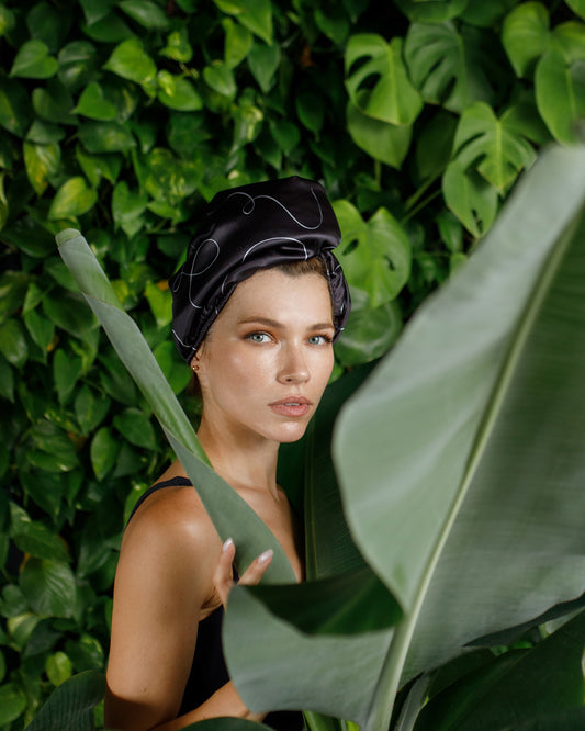 Double Layer Microfiber Hair Wraps black