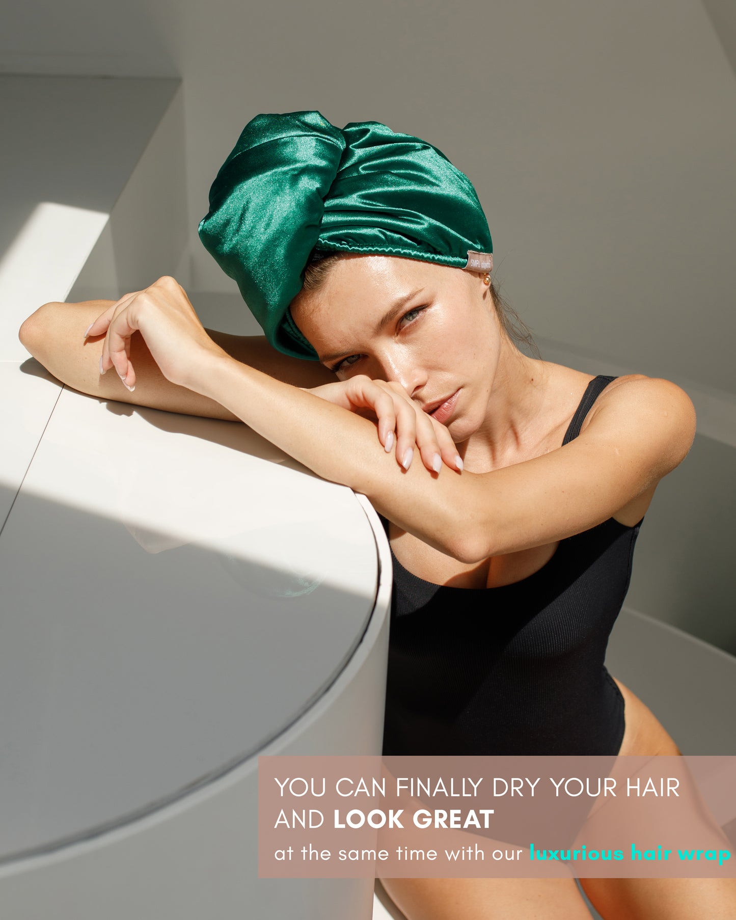 Double Layer Microfiber Hair Wraps Emerald