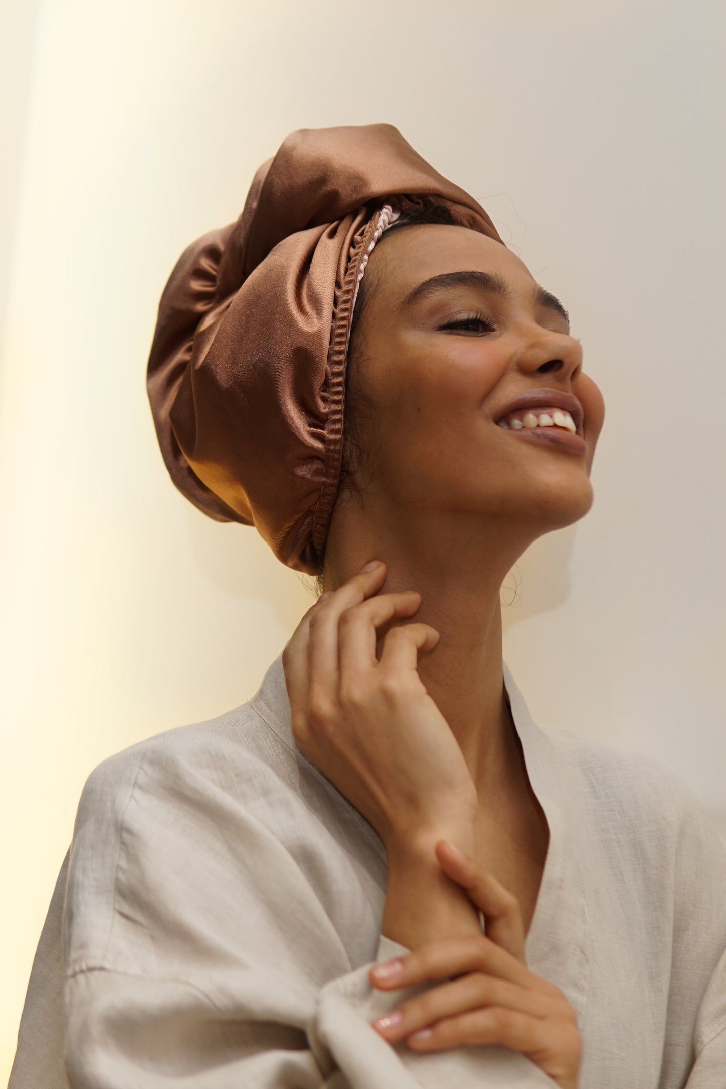 Reversible Satin & Bamboo Hair Wrap - Pink Quartz