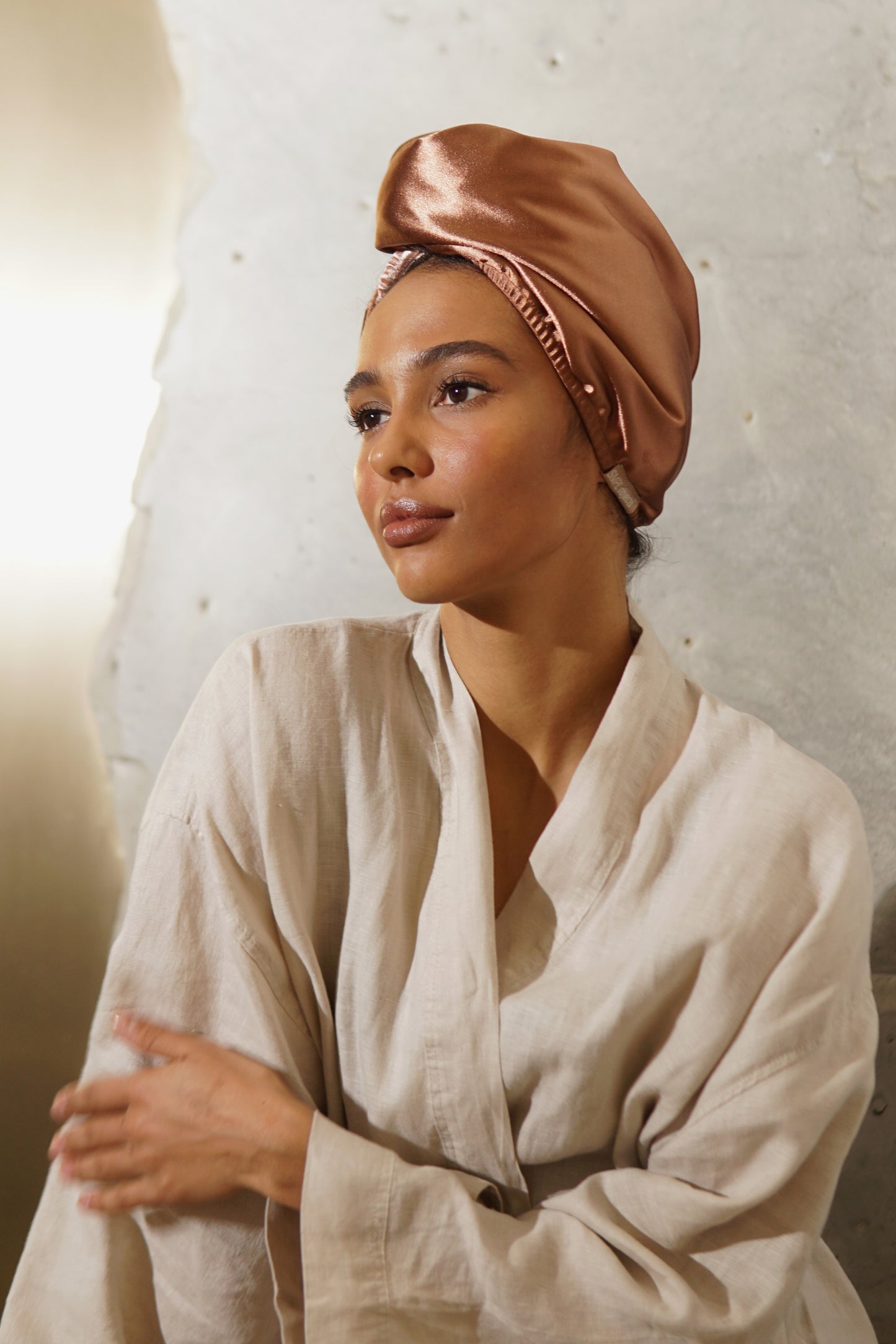 Reversible Satin & Bamboo Hair Wrap - Pink Quartz