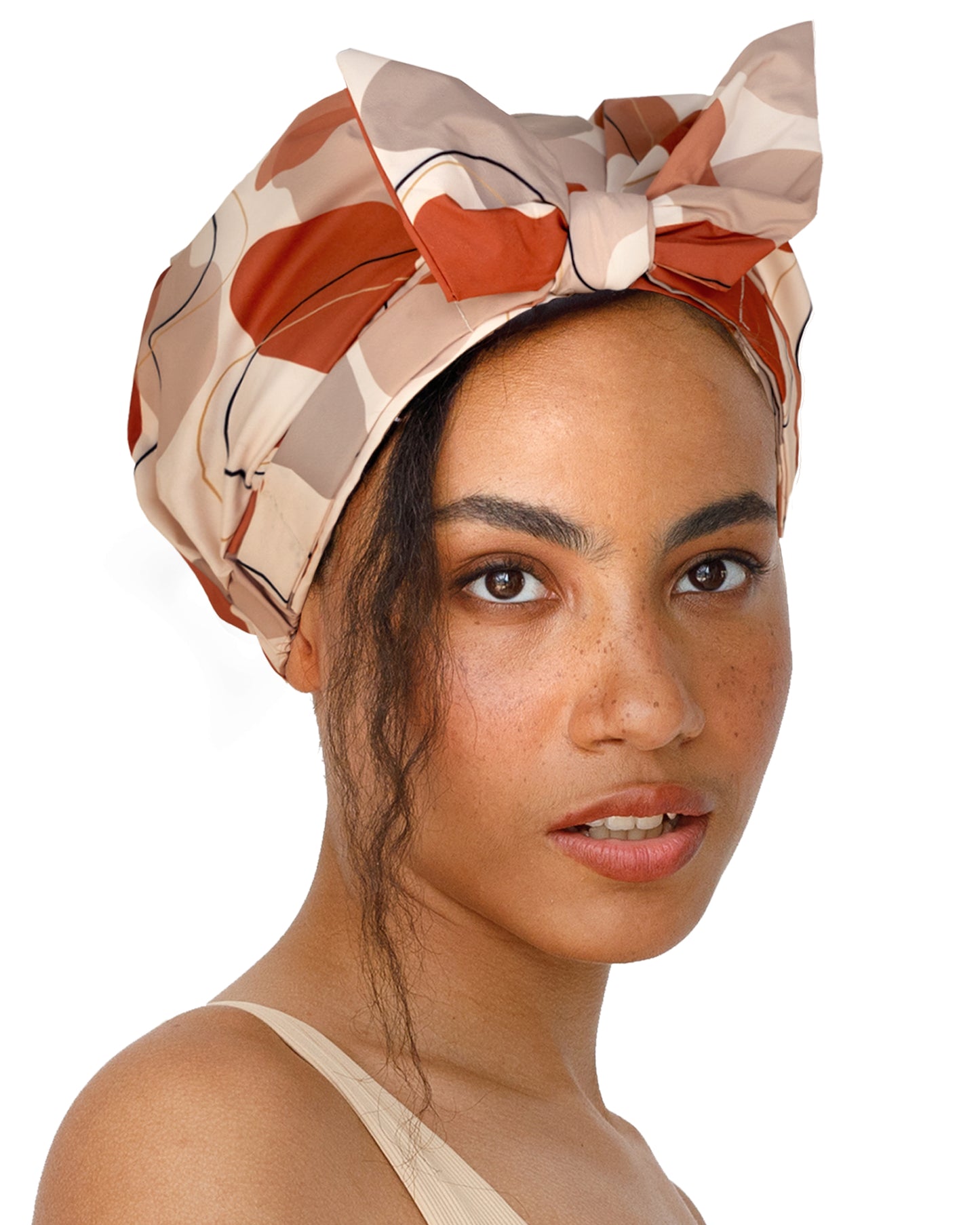 Soft Polyester Shower Cap - Shapes of Beige
