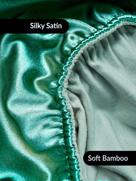 Reversible Satin & Bamboo Hair Wrap - Azure