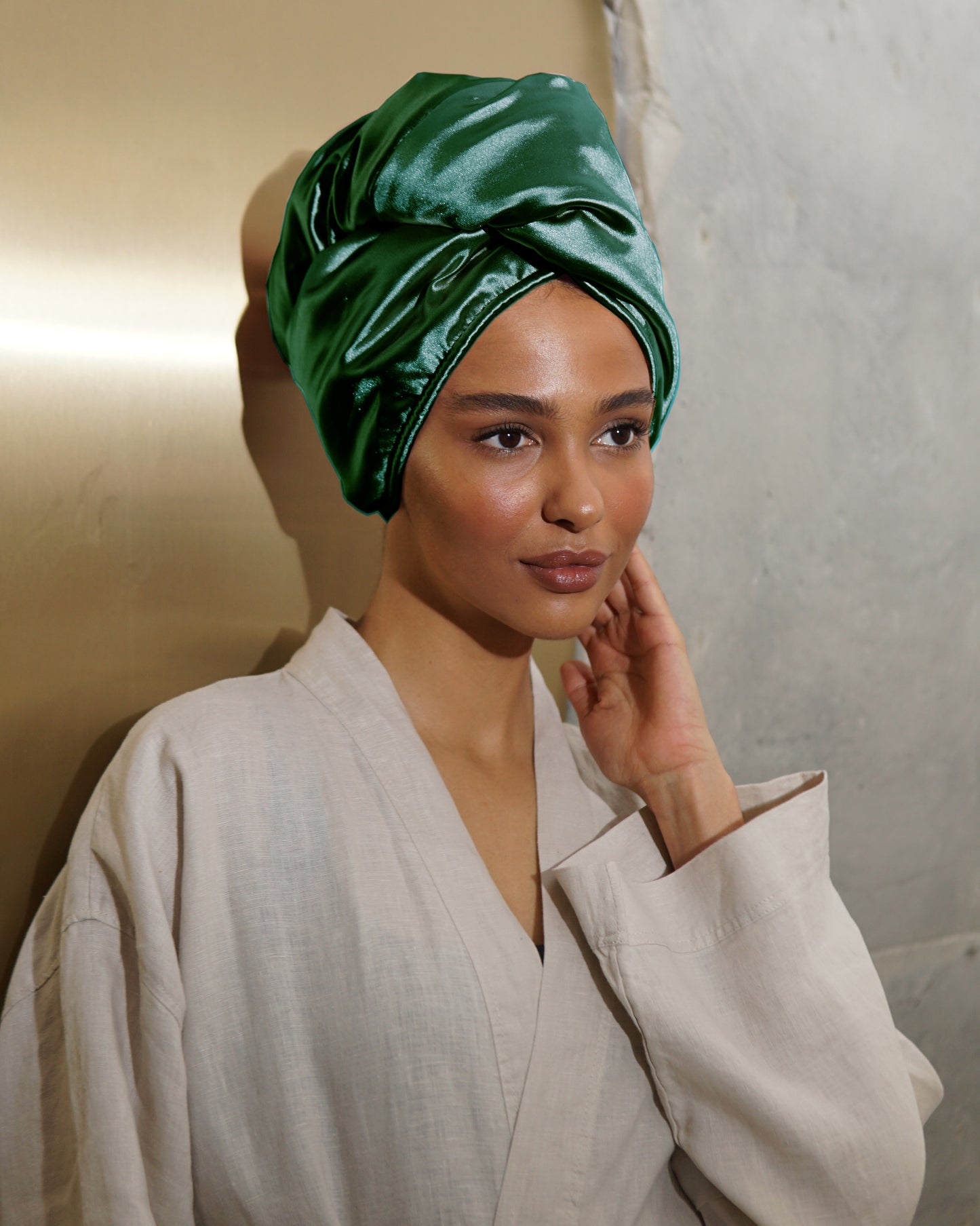 Reversible Satin & Bamboo Hair Wrap - Azure